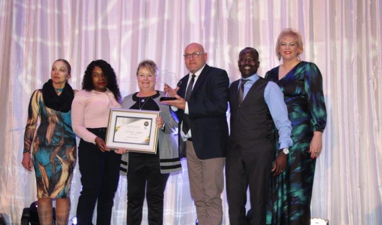 Nicola Stewart, Cynthia Nkosi, Glynis Jordan, Terrence Martin and Nicholas Somerai from CEVA Logistics, with Africa Supply Chain Excellence Awards director Liesl de Wet.