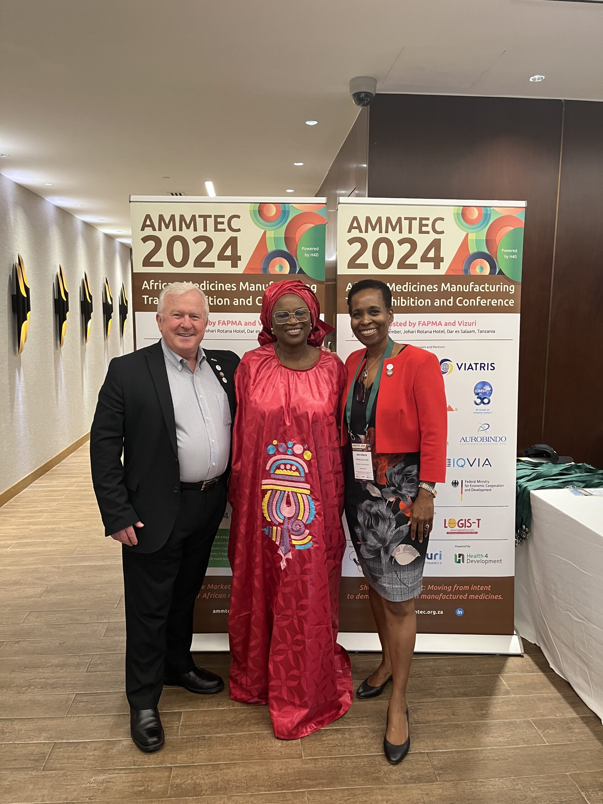 Dr Iain Barton, Director and Founder of Health 4 Development, Dr Mariatou Tala Jallow, Chairperson of Vizuri, and Ann-Marie Hosang-Archer, Vizuri Council Member at AMMTEC 2024